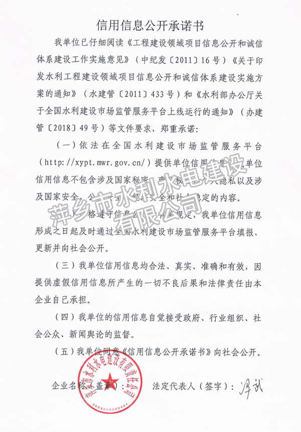 信用信息公開(kāi)承諾書